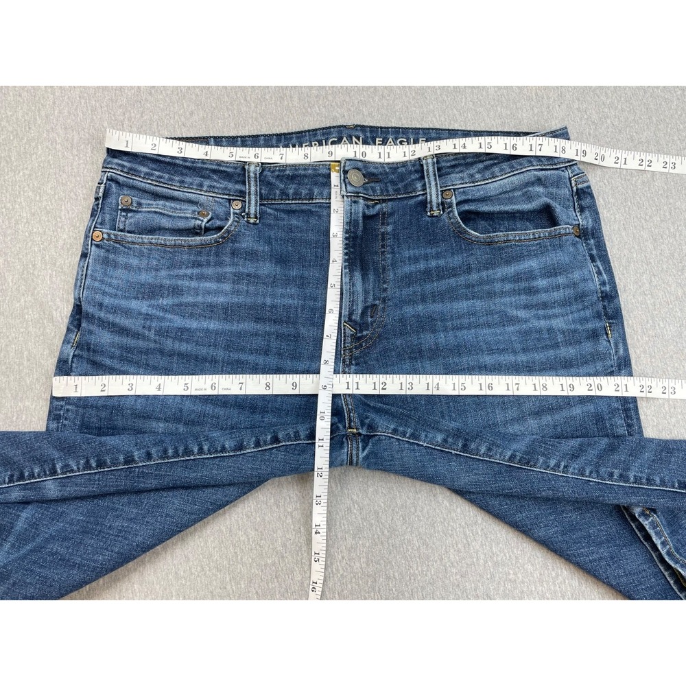 American Eagle Jeans Mens 36 x 34 Blue Cotton Blend Stretch Original Straight - Picture 6 of 8